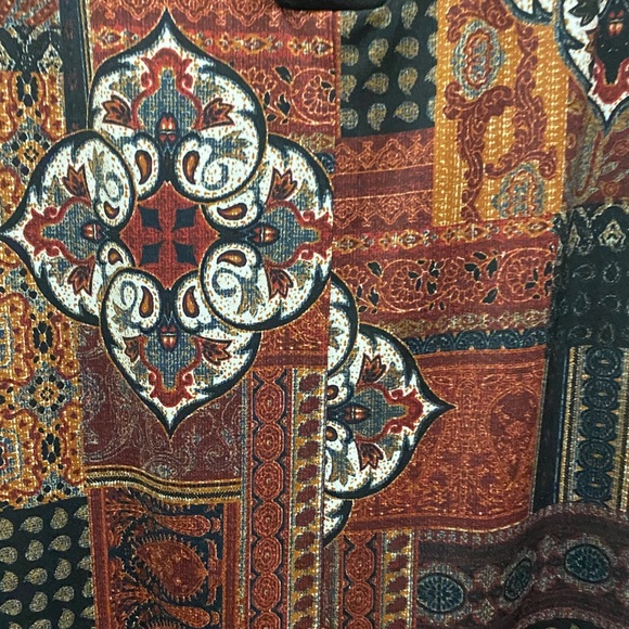 Perceptions Asymmetrical Dress with Black and Burgundy Patterns - Picture 3 of 9